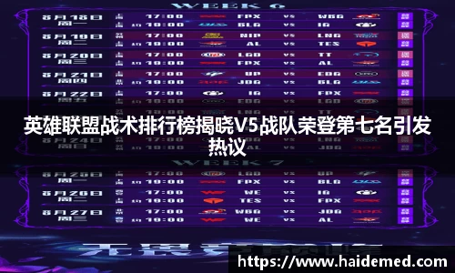英雄联盟战术排行榜揭晓V5战队荣登第七名引发热议